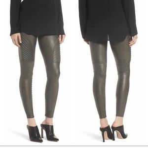 SPANX Faux/Vegan Leather Moto/Biker Gunmetal Gray Leggings #20136 - Size Large